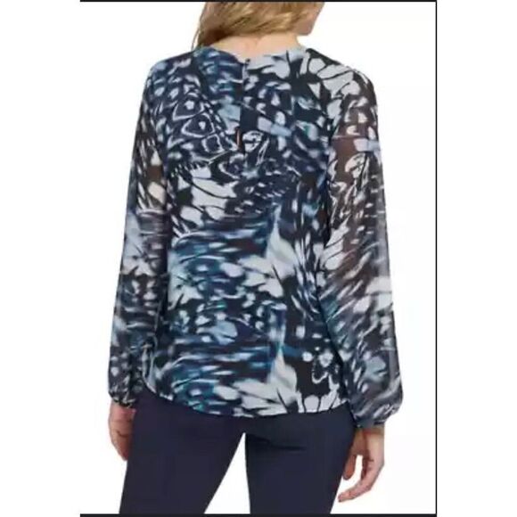 Calvin Klein - 🎉HP c 2 🎉 NWT - L Sz XS Everyday Crew Neck Chiffon Sleeve Blouse - Picture 13 of 14